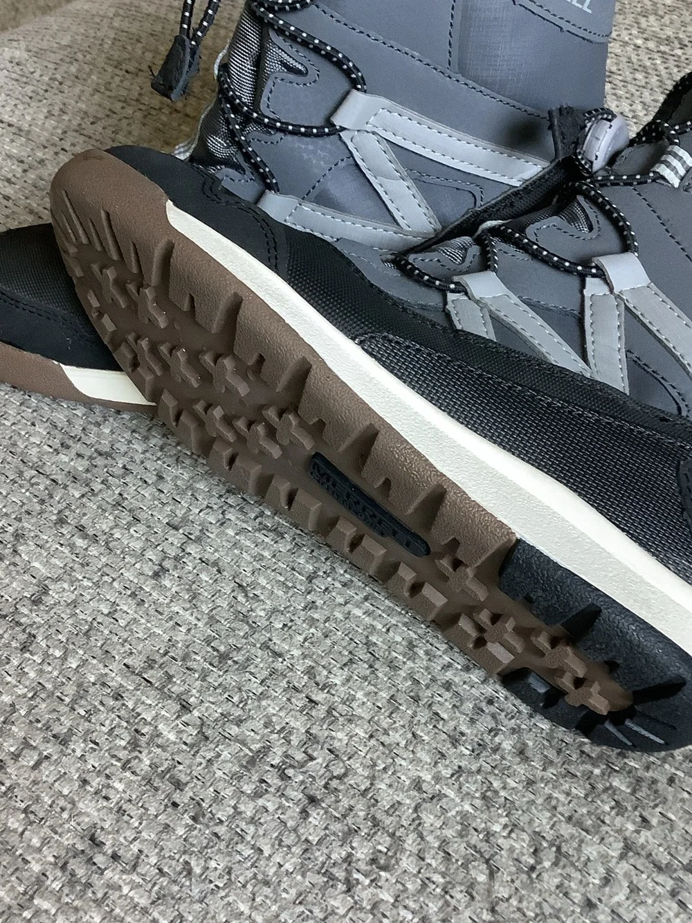 Kids Merrell Gray & Black Insulated Winter Boots with Easy-Tight Laces